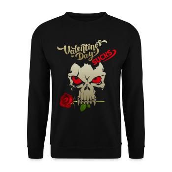 Valentine's Day, ironic saying, Skull, Skull - Unisex Sweatshirt - black - Front - Alina (178cm) & Michal (187cm)