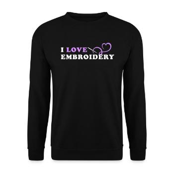 I Love Embroidery Sticken Stickerin Stickerei - Unisex Pullover - Schwarz - Vorne - Alina (178cm) & Michal (187cm)
