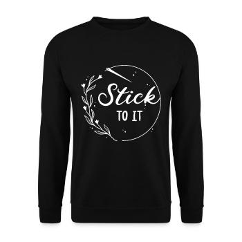 Stick To It Stickerin Sticken Embroidery Wortspiel - Unisex Pullover - Schwarz - Vorne - Alina (178cm) & Michal (187cm)