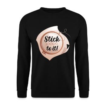 Lustiges Stick To It Kreuzstich Stickerin Sticken - Unisex Pullover - Schwarz - Vorne - Alina (178cm) & Michal (187cm)