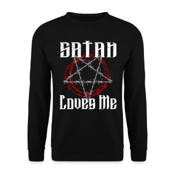 Satan Beelzebub Devil Gothic Pentagram Mystical - Unisex Sweatshirt - black - Front - Alina (178cm) & Michal (187cm)