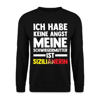 Ich habe keine Angst meine Schwiegermutter ist Siz - Unisex Pullover - Schwarz - Vorne - Alina (178cm) & Michal (187cm)
