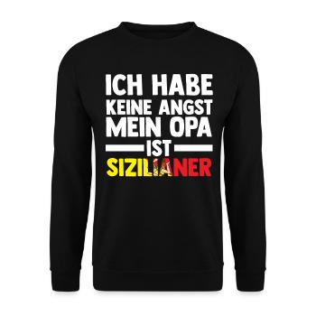 Ich habe keine Angst mein Opa ist Sizilianer - Unisex Pullover - Schwarz - Vorne - Alina (178cm) & Michal (187cm)