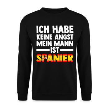 Ich habe keine Angst mein Mann ist Spanier - Unisex Pullover - Schwarz - Vorne - Alina (178cm) & Michal (187cm)