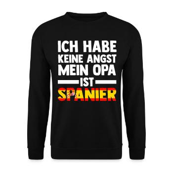 Ich habe keine Angst mein Opa ist Spanier - Unisex Pullover - Schwarz - Vorne - Alina (178cm) & Michal (187cm)