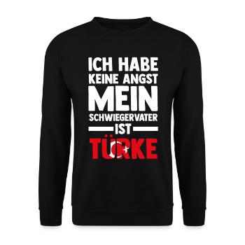 Ich habe keine Angst mein Schwiegervater ist Türke - Unisex Pullover - Schwarz - Vorne - Alina (178cm) & Michal (187cm)
