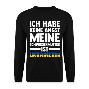 Ich habe keine Angst meine Schwiegermutter ist Ukr - Unisex Pullover - Schwarz - Vorne - Alina (178cm) & Michal (187cm)