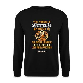 Buddhist Meditation Zen Buddha Buddhism and Yoga - Unisex Sweatshirt - black - Front - Alina (178cm) & Michal (187cm)