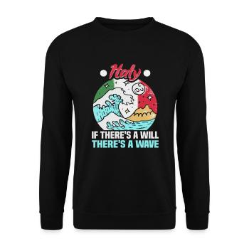 Italie vacances à la plage au bord de la mer Design beach motif - Sweat-shirt Unisexe - noir - Devant - Alina (178cm) & Michal (187cm)