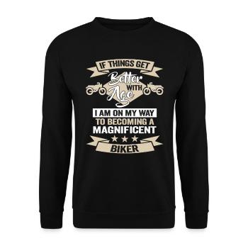 Motocycliste Birthday Biker Design - Sweat-shirt Unisexe - noir - Devant - Alina (178cm) & Michal (187cm)