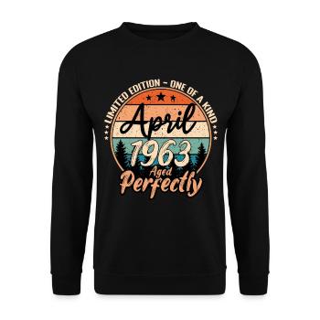 April 1963 Jubiläum 1963 Legenden April - Unisex Pullover - Schwarz - Vorne - Alina (178cm) & Michal (187cm)