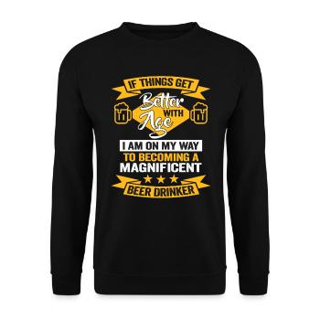 Beer Drinker Birthday Gift Beer Lovers - Unisex Sweatshirt - black - Front - Alina (178cm) & Michal (187cm)