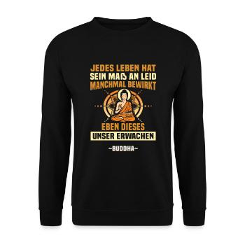 Buddhist Meditation Zen Buddha Buddhismus und Yoga - Unisex Pullover - Schwarz - Vorne - Alina (178cm) & Michal (187cm)