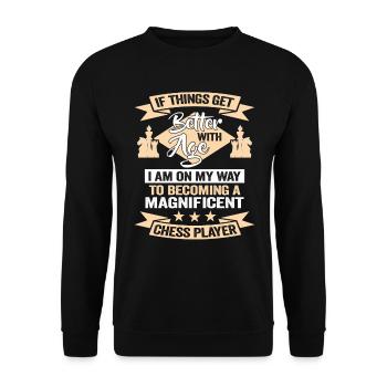 Chess Player Birthday Chess Club Party - Unisex Sweatshirt - black - Front - Alina (178cm) & Michal (187cm)