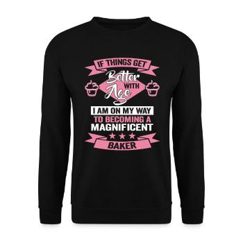 Baker Birthday Hobby Baker Pastry Chef - Unisex Sweatshirt - black - Front - Alina (178cm) & Michal (187cm)