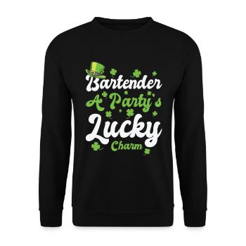 St. Patrick's Day Shamrock Clover Bartender Lucky - Unisex Sweatshirt - black - Front - Alina (178cm) & Michal (187cm)