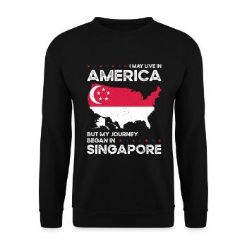 Geboren in Singapur Singapur Amerikaner USA - Unisex Pullover - Schwarz - Vorne - Alina (178cm) & Michal (187cm)