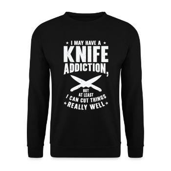 Messersammler Messer Sammeln - Unisex Pullover - Schwarz - Vorne - Alina (178cm) & Michal (187cm)