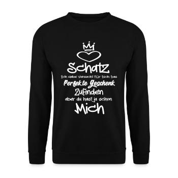 Schatz ich habe versucht für dich Valentinstag - Unisex Pullover - Schwarz - Vorne - Alina (178cm) & Michal (187cm)