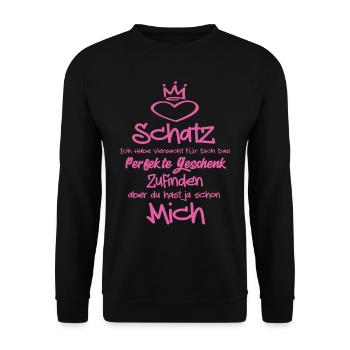Schatz ich habe versucht für dich Valentinstag - Unisex Pullover - Schwarz - Vorne - Alina (178cm) & Michal (187cm)