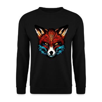 Fuchs Waldtier Design gepunktet mit Tierkopf - Unisex Pullover - Schwarz - Vorne - Alina (178cm) & Michal (187cm)