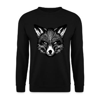 Fuchs Waldtier Design gepunktet mit Tierkopf - Unisex Pullover - Schwarz - Vorne - Alina (178cm) & Michal (187cm)