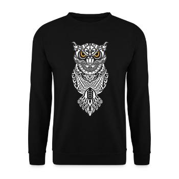 Owl Viking Runes - Unisex Sweatshirt - black - Front - Alina (178cm) & Michal (187cm)