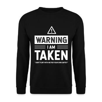 Warning i'm taken - Girlfriend Funny Gift - Unisex Sweatshirt - black - Front - Alina (178cm) & Michal (187cm)