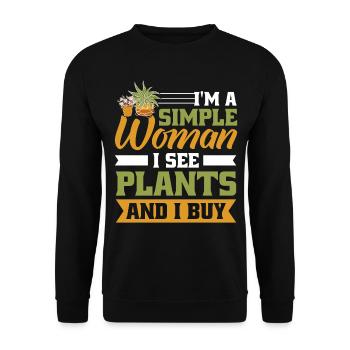 Funny Plant Saying Plant Friend - Unisex Sweatshirt - black - Front - Alina (178cm) & Michal (187cm)