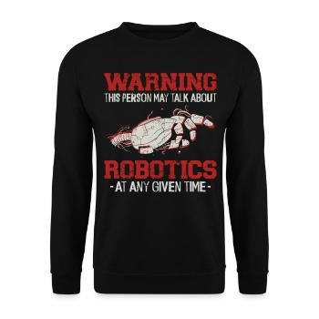 Avertissement de l’ingénieur robotique robotique - Sweat-shirt Unisexe - noir - Devant - Alina (178cm) & Michal (187cm)