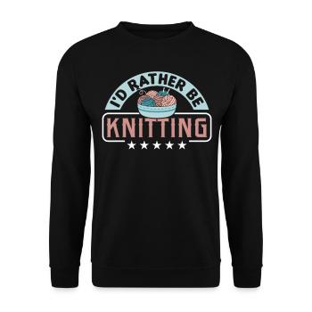 Handarbeit Stricken lustiger Strick Spruch - Unisex Pullover - Schwarz - Vorne - Alina (178cm) & Michal (187cm)
