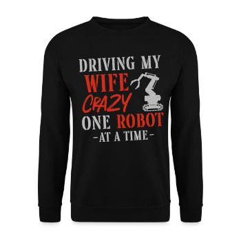 Femme de l’ingénieur en robotique robotique - Sweat-shirt Unisexe - noir - Devant - Alina (178cm) & Michal (187cm)
