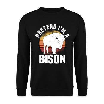 Buffalo Bison Ox Indian American - Unisex Sweatshirt - black - Front - Alina (178cm) & Michal (187cm)