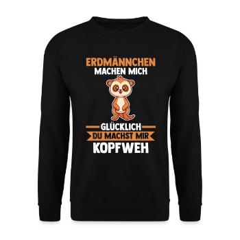Erdmännchen - Unisex Pullover - Schwarz - Vorne - Alina (178cm) & Michal (187cm)