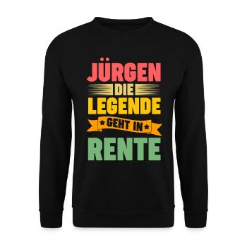 Jürgen die Legende geht in Rente - Unisex Pullover - Schwarz - Vorne - Alina (178cm) & Michal (187cm)