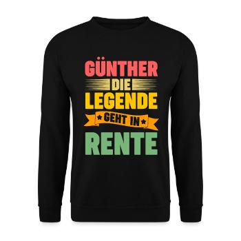 Günther die Legende geht in Rente - Unisex Pullover - Schwarz - Vorne - Alina (178cm) & Michal (187cm)
