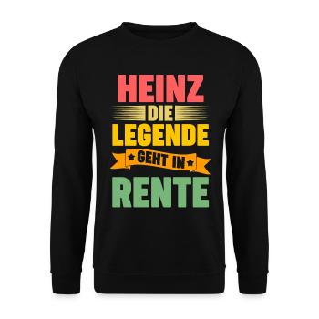 Heinz die Legende geht in Rente - Unisex Pullover - Schwarz - Vorne - Alina (178cm) & Michal (187cm)