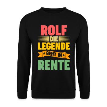 Rolf die Legende geht in Rente - Unisex Pullover - Schwarz - Vorne - Alina (178cm) & Michal (187cm)