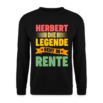 Herbert die Legende geht in Rente - Unisex Pullover - Schwarz - Vorne - Alina (178cm) & Michal (187cm)