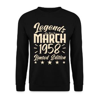 Naissance En Mars 1958. Cadeau d'anniversaire mars - Sweat-shirt Unisexe - noir - Devant - Alina (178cm) & Michal (187cm)