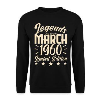 Naissance En Mars 1960. Cadeau d'anniversaire mars - Sweat-shirt Unisexe - noir - Devant - Alina (178cm) & Michal (187cm)