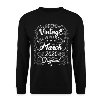 Vintage Né(e) en Mars 2020. anniversaire mars 2020 - Sweat-shirt Unisexe - noir - Devant - Alina (178cm) & Michal (187cm)