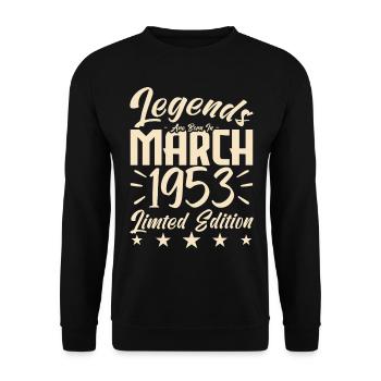 Naissance En Mars 1953. Cadeau d'anniversaire mars - Sweat-shirt Unisexe - noir - Devant - Alina (178cm) & Michal (187cm)