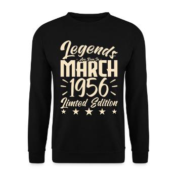 Naissance En Mars 1956. Cadeau d'anniversaire mars - Sweat-shirt Unisexe - noir - Devant - Alina (178cm) & Michal (187cm)