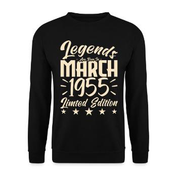 Naissance En Mars 1955. Cadeau d'anniversaire mars - Sweat-shirt Unisexe - noir - Devant - Alina (178cm) & Michal (187cm)