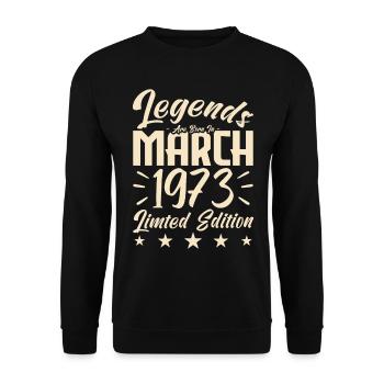 Naissance En Mars 1973. Cadeau d'anniversaire mars - Sweat-shirt Unisexe - noir - Devant - Alina (178cm) & Michal (187cm)