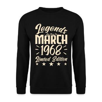 Geboren 1968. März Geburtstagsgeschenk - Unisex Pullover - Schwarz - Vorne - Alina (178cm) & Michal (187cm)