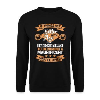 J’aime les idées cadeaux café amateurs de café - Sweat-shirt Unisexe - noir - Devant - Alina (178cm) & Michal (187cm)