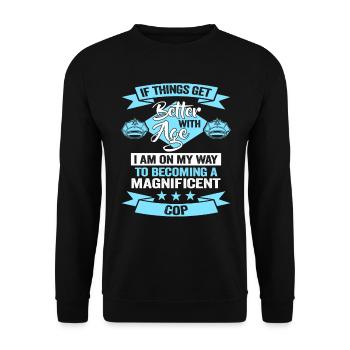 Police Anniversaire Police - Sweat-shirt Unisexe - noir - Devant - Alina (178cm) & Michal (187cm)