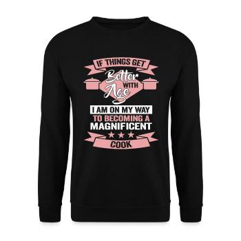 Kochen Hobby Koch Küchenchef Geburtstag Kochmotiv - Unisex Pullover - Schwarz - Vorne - Alina (178cm) & Michal (187cm)